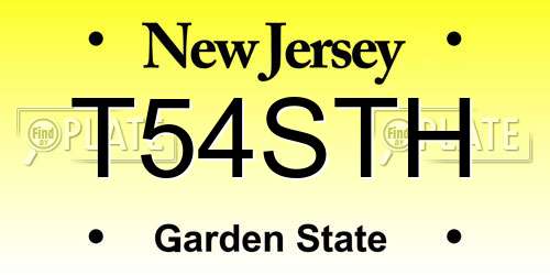 T54STH New Jersey License Plate
