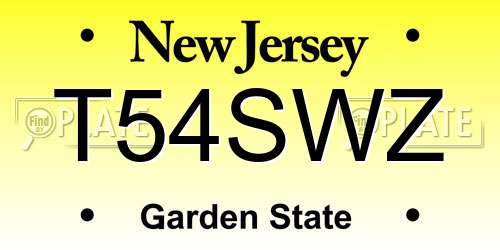T54SWZ New Jersey License Plate