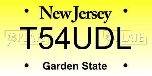 T54UDL New Jersey License Plate