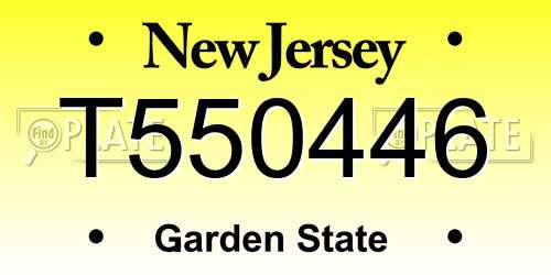 T550446 New Jersey License Plate