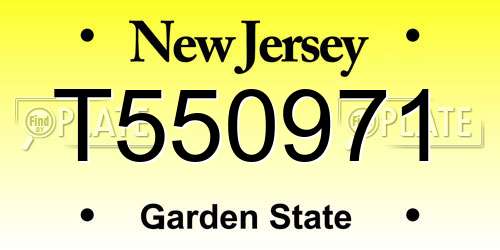 T550971 New Jersey License Plate