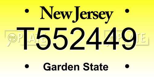 T552449 New Jersey License Plate