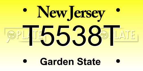 T5538T New Jersey License Plate