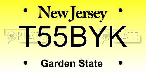 T55BYK New Jersey License Plate