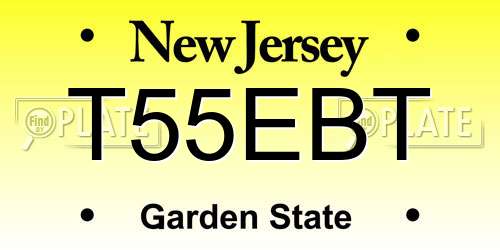T55EBT New Jersey License Plate