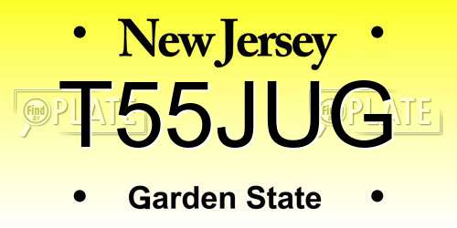 T55JUG New Jersey License Plate
