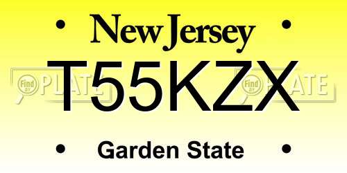 T55KZX New Jersey License Plate
