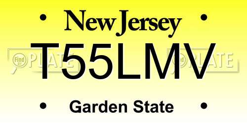 T55LMV New Jersey License Plate