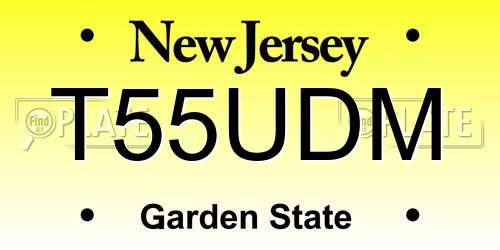 T55UDM New Jersey License Plate