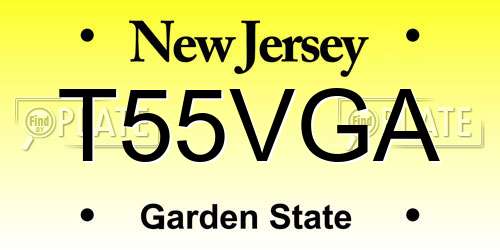 T55VGA New Jersey License Plate