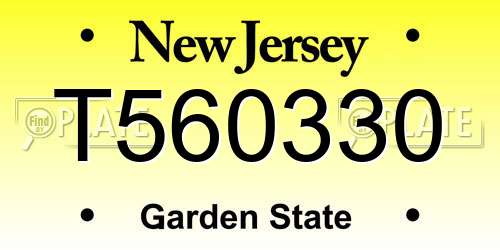 T560330 New Jersey License Plate