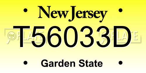 T56033D New Jersey License Plate