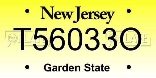 T56033O New Jersey License Plate