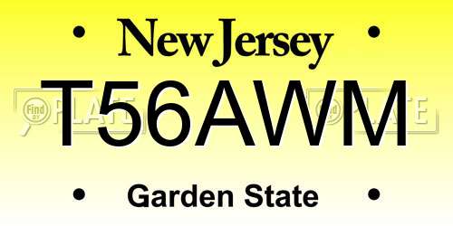 T56AWM New Jersey License Plate