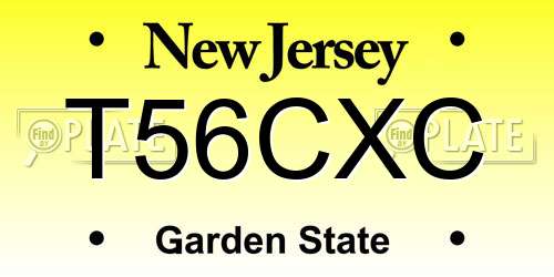 T56CXC New Jersey License Plate