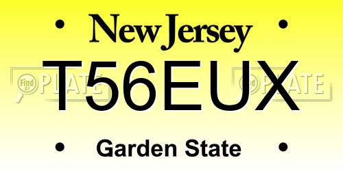 T56EUX New Jersey License Plate