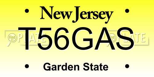 T56GAS New Jersey License Plate