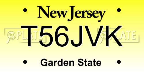 T56JVK New Jersey License Plate