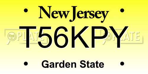 T56KPY New Jersey License Plate