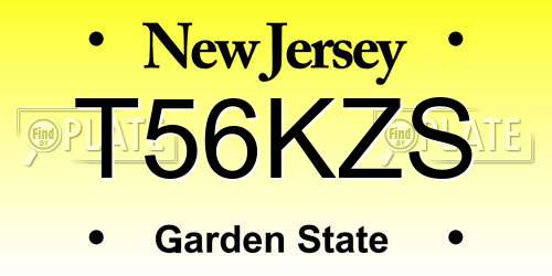 T56KZS New Jersey License Plate