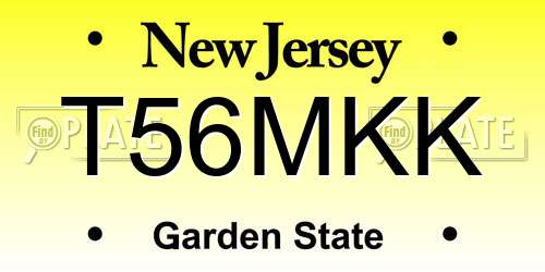 T56MKK New Jersey License Plate