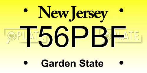 T56PBF New Jersey License Plate