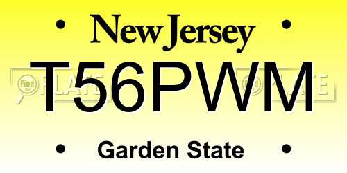 T56PWM New Jersey License Plate