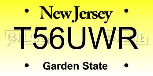 T56UWR New Jersey License Plate