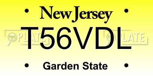 T56VDL New Jersey License Plate