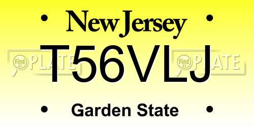 T56VLJ New Jersey License Plate