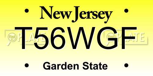 T56WGF New Jersey License Plate