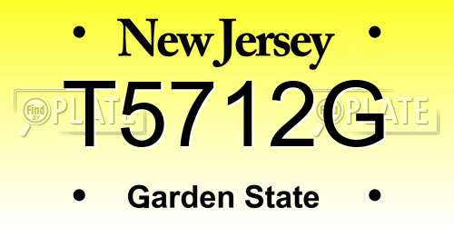 T5712G New Jersey License Plate