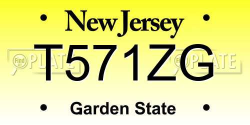 T571ZG New Jersey License Plate