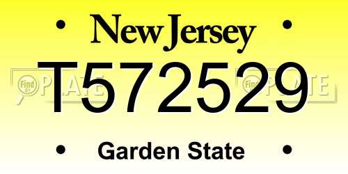 T572529 New Jersey License Plate