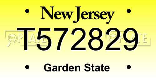 T572829 New Jersey License Plate