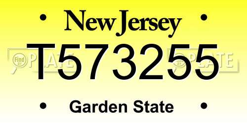 T573255 New Jersey License Plate
