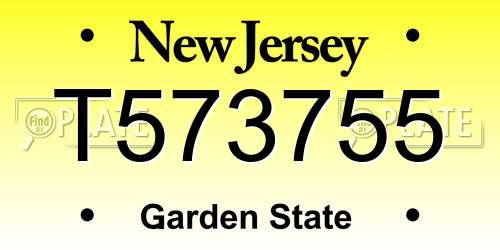 T573755 New Jersey License Plate
