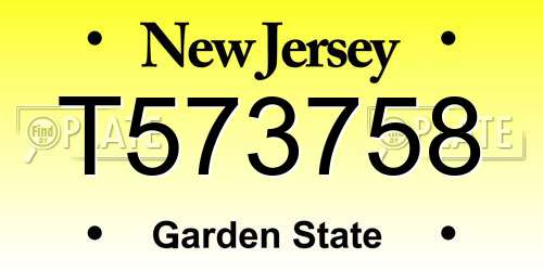 T573758 New Jersey License Plate