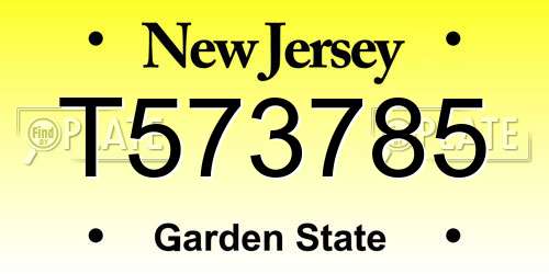 T573785 New Jersey License Plate
