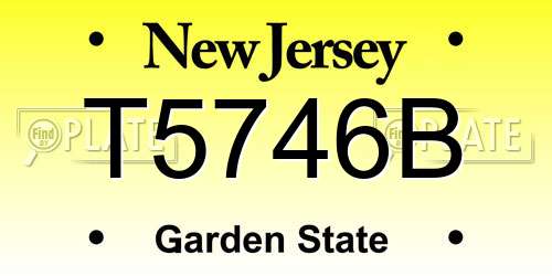 T5746B New Jersey License Plate