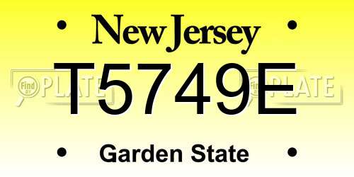 T5749E New Jersey License Plate