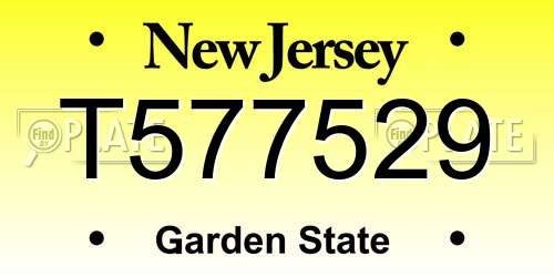 T577529 New Jersey License Plate