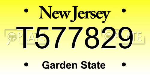 T577829 New Jersey License Plate