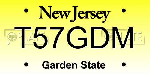 T57GDM New Jersey License Plate