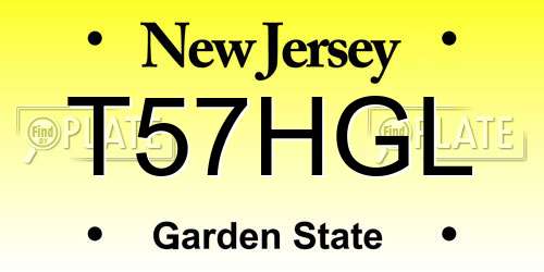 T57HGL New Jersey License Plate
