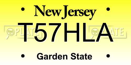 T57HLA New Jersey License Plate