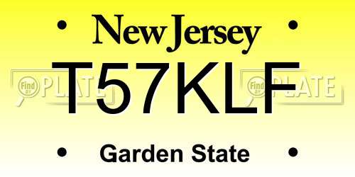 T57KLF New Jersey License Plate