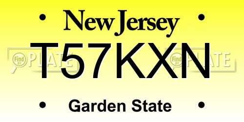 T57KXN New Jersey License Plate