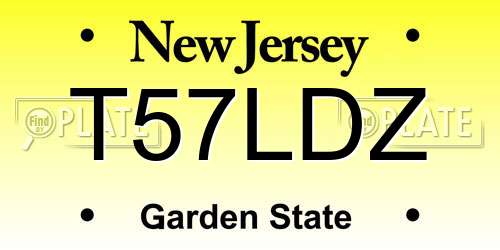T57LDZ New Jersey License Plate
