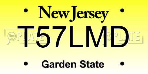 T57LMD New Jersey License Plate